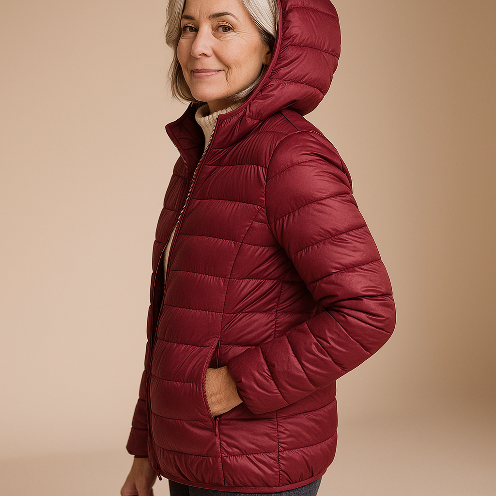 Ruth & Eleanor™ | Hooded Puffer Jacket - Burgundy