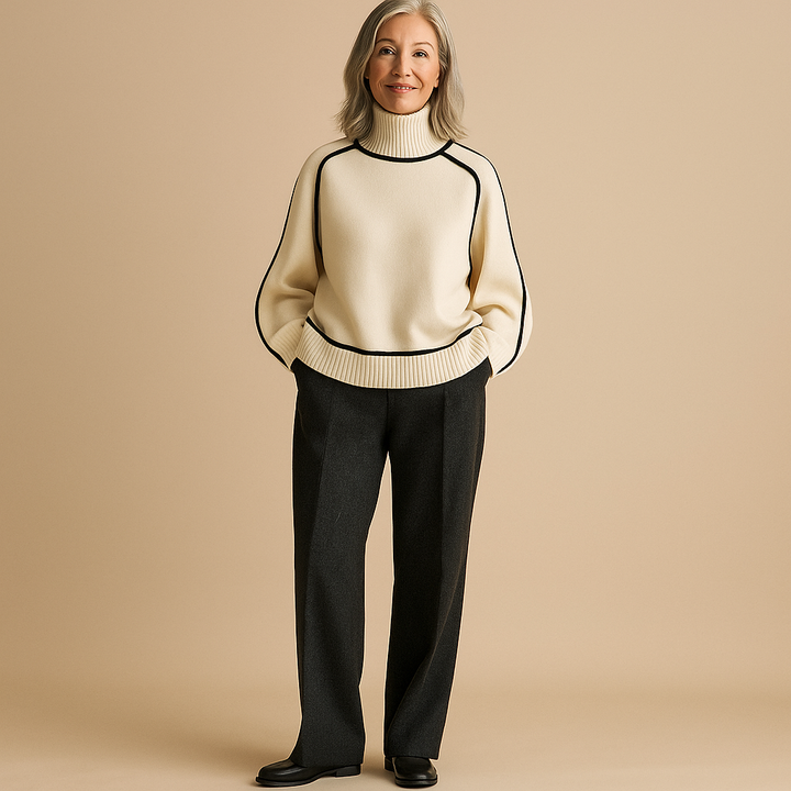 Ruth & Eleanor™ | Contrast Trim Turtleneck Sweater