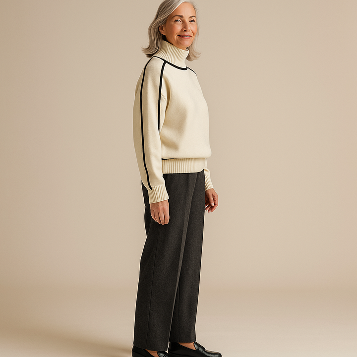 Ruth & Eleanor™ | Contrast Trim Turtleneck Sweater