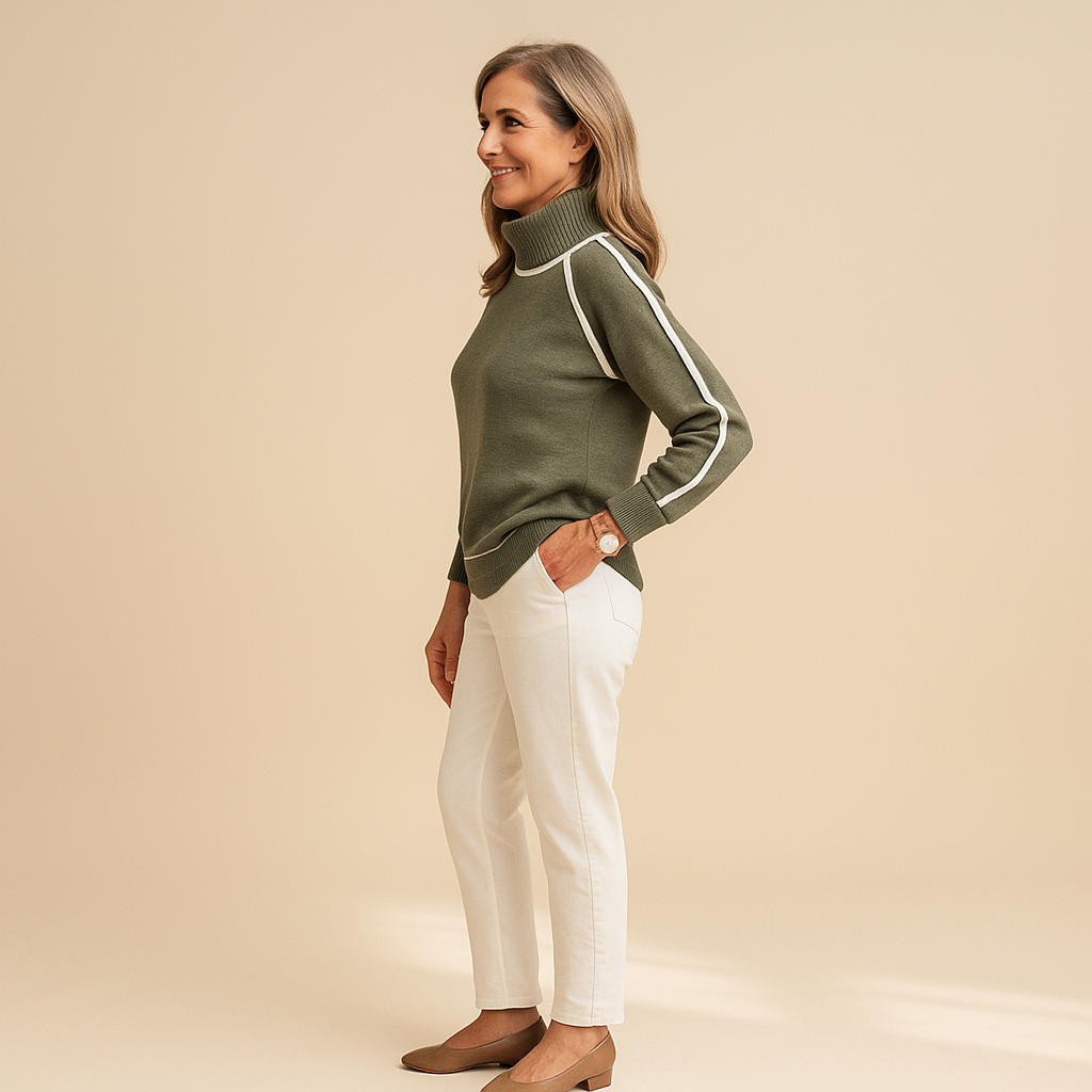 Ruth & Eleanor™ | Contrast Trim Turtleneck Sweater