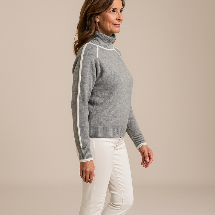 Ruth & Eleanor™ | Soft Contrast Trim Sweater