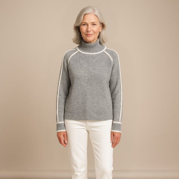 Ruth & Eleanor™ | Soft Contrast Trim Sweater