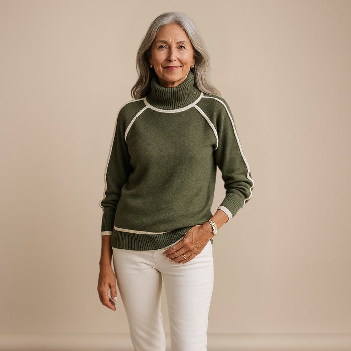 Ruth & Eleanor™ | Contrast Trim Turtleneck Sweater